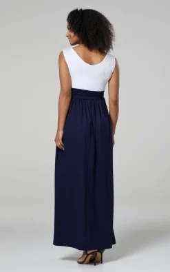 Best Pirce ⭐ Happy Mama Maternity Nursing Maxi 👗 Dress In White & Navy Blue ⭐ -Alie Street Shop 012 WHNV 3