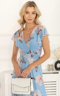 Flash Sale 🔥 Jolie Moi Eleanor Wrap Mesh Maxi 👗 Dress, Blue Multi 👍 -Alie Street Shop 133 12 BlueMulti 5