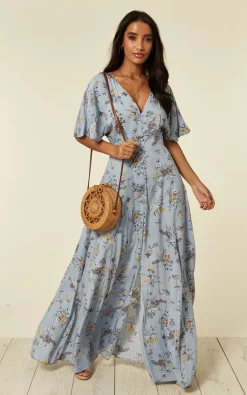 Outlet 🎉 Blue Vanilla Kayla – Button Through Blue Maxi 👗 Dress ⭐
