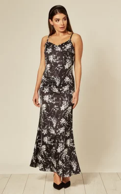 Wholesale 🌟 Anne Louise Boutique Elsa Cowl Neck 👗 Dress In Black And White Floral Print 🥰 -Alie Street Shop 2020 02 24 Jen Megan AnnelouiseBoutique364040