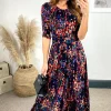 Wholesale ✔️ JOLIE MOI Abstract Floral Print Maxi 👗 Dress, Navy Multi ❤️ -Alie Street Shop 2020 10 23 Megan Naomi JolieMoi58