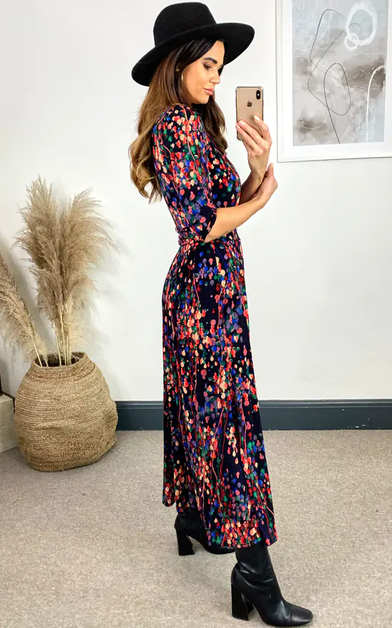 Wholesale βοΈ JOLIE MOI Abstract Floral Print Maxi π Dress, Navy Multi β€οΈ 5 Wholesale βοΈ JOLIE MOI Abstract Floral Print Maxi π Dress, Navy Multi β€οΈ - Image 3