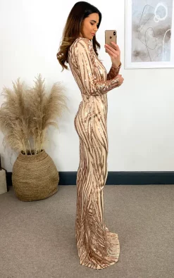 Best Sale ❤️ Nazz Collection Trinity Luxe Rose Gold Sequin Tree Effect Illusion Maxi 👗 Dress ✨ -Alie Street Shop 2020 11 23 naomi nazz3
