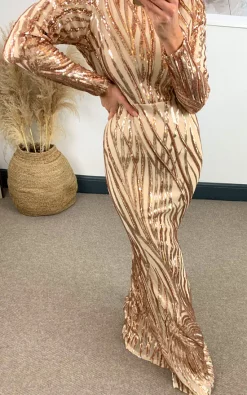 Best Sale ❤️ Nazz Collection Trinity Luxe Rose Gold Sequin Tree Effect Illusion Maxi 👗 Dress ✨ -Alie Street Shop 2020 11 23 naomi nazz5