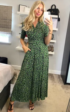 Promo π Jolie Moi Denise Maxi π Dress, Green Animal/Multi π