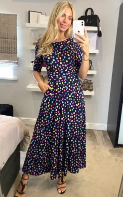Budget 🌟 JOLIE MOI Pauline Sleeved Maxi 👗 Dress, Navy Spot 🛒 -Alie Street Shop 2021 06 28 sasha joliemoi 22 06 2021 15 28 50
