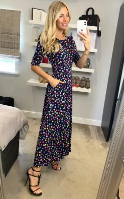 Budget 🌟 JOLIE MOI Pauline Sleeved Maxi 👗 Dress, Navy Spot 🛒 -Alie Street Shop 2021 06 28 sasha joliemoi 22 06 2021 15 29 07