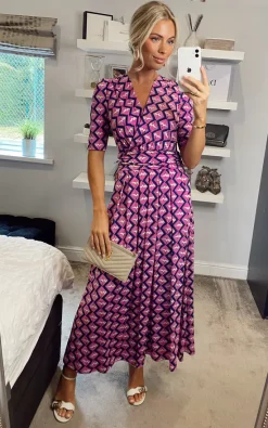 Flash Sale 🥰 JOLIE MOI Coleen Wrap Maxi 👗 Dress, Fuschia 🛒 -Alie Street Shop 2021 07 26 Megan Sasha JolieMoi25