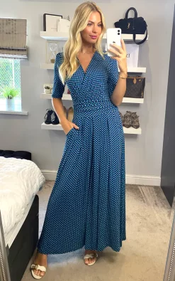 Brand new 🎉 JOLIE MOI Macara Viscose Maxi 👗 Dress, Blue Geo 🧨
