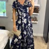 Best deal 🔥 Izabel London Navy Tropical Button Front Maxi 👗 Dress 👏
