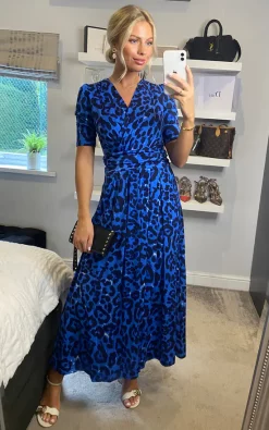 New ⭐ Jolie Moi Animal Print Jersey Maxi 👗 Dress, Blue Animal ⭐ -Alie Street Shop 2021 09 22 Megan Sasha JolieMoi81