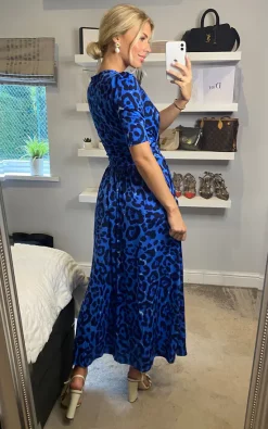New ⭐ Jolie Moi Animal Print Jersey Maxi 👗 Dress, Blue Animal ⭐ -Alie Street Shop 2021 09 22 Megan Sasha JolieMoi85