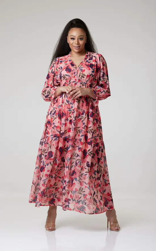 Coupon π MLH Online Flowy Floral Long Sleeve Maxi π Dress In Pink π 6 Coupon π MLH Online Flowy Floral Long Sleeve Maxi π Dress In Pink π - Image 4