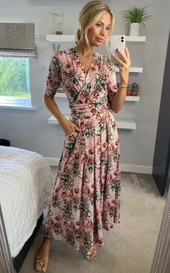 Best Pirce 🤩 JOLIE MOI Molly Jersey Maxi 👗 Dress In Pink Floral 🌟