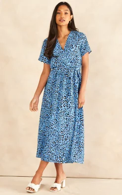 Buy 👏 Gini London Short Sleeve Animal Print Wrap Maxi 👗 Dress ⌛ -Alie Street Shop 2022 03 30 Jen Julia GiniLondon20439