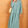 Flash Sale 🥰 Bella And Blue Geometric Print Long Sleeve Maxi 👗 Dress In Green 🌟 -Alie Street Shop 2022 03 31 Jen Julia Bella Blue22267