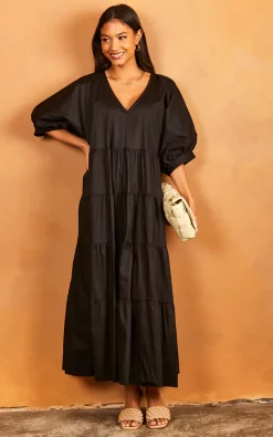 Best Sale 🔔 Øst London Tiered Maxi Smock 👗 Dress Black ✨ -Alie Street Shop 2022 03 31 Jen Julia OST23910
