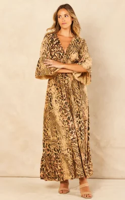 New π Blue Vanilla Jaida Leopard V Neck Maxi π Dress π