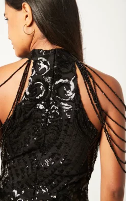 Buy 🌟 Nazz Collection Starstruck High Neck Black Embellished Jewel Shoulder Hourglass Maxi 🔔 -Alie Street Shop 2022 10 06 Jen Julia Nazz6754