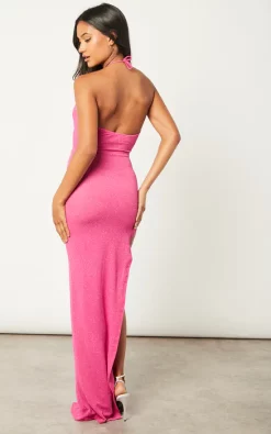 Flash Sale 💯 Nazz Collection So Femme Pink Glitter Lurex Stretchy Sequin Knotted Cut Out Split 👗 Skirt 👗 Dress 🧨 -Alie Street Shop 2022 10 06 Jen Julia Nazz7235