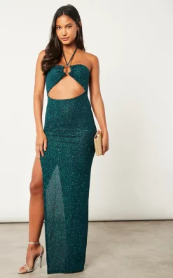 Buy 🤩 Nazz Collection So Femme Green Glitter Lurex Stretchy Sequin Knotted Cut Out Split 👗 Skirt 👗 Dress 🔔 -Alie Street Shop 2022 10 06 Jen Julia Nazz7248