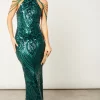 Best Pirce 👏 Nazz Collection Starstruck High Neck Green Embellished Jewel Shoulder Hourglass Maxi ✨ -Alie Street Shop 2022 10 06 Jen Mollie Nazz6683