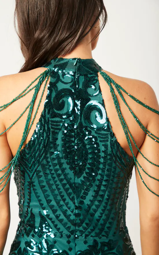 Best Pirce π Nazz Collection Starstruck High Neck Green Embellished Jewel Shoulder Hourglass Maxi β¨ 6 Best Pirce π Nazz Collection Starstruck High Neck Green Embellished Jewel Shoulder Hourglass Maxi β¨ - Image 4