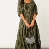 Cheapest 🥰 Blue Vanilla Satin Layered Round Neck Maxi 👗 Dress Khaki 🛒 -Alie Street Shop 2022 10 18 Jen Julia BlueVanilla9642