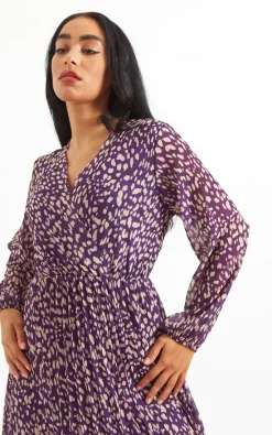 Top 10 ⭐ Boutique Store Purple And Beige Animal Print Pleated Maxi 👗 Dress One Size Fit (8 To 14) 💯 -Alie Street Shop 22307 Purple 1