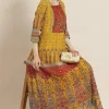Cheap ⌛ Nesavaali Mustard Yellow & Red Ethnic Motifs Maxi 👗 Dress 🧨 -Alie Street Shop 29