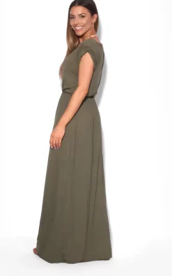 Cheapest 🔔 KRISP Turn Up Sleeve Khaki Green Jersey Maxi 👗 Dress ⌛ -Alie Street Shop 3269 khaki 3