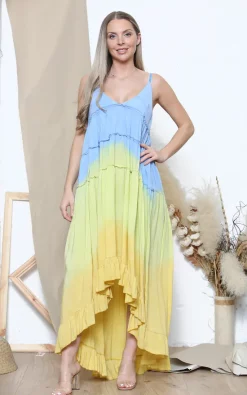 Best reviews of ⌛ Lucy Sparks Tie Dye Ruffled Maxi 👗 Dress 🔥