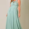 Coupon 🔥 KRISP Diamante Neck Sage Green Chiffon Maxi 👗 Dress 🤩 -Alie Street Shop 3577 SAGEGRN 1