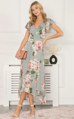 Wholesale 🔥 Jolie Moi Allura Mesh Maxi 👗 Dress, Dusty Green ✨