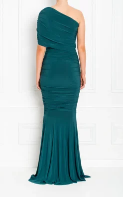 Discount 🛒 Honor Gold Alice Maxi Bridesmaids 👗 Dress One Shouldered With Fishtail In Green 🤩 -Alie Street Shop ALICE FISHTAIL MAXI FOREST GREEN BACK1 AW19 23