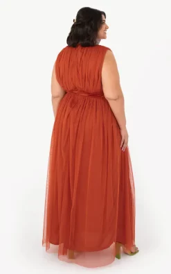 Best Pirce 🧨 Anaya With Love Curve Recycled Cinnamon Tulle Maxi 👗 Dress 👍 -Alie Street Shop ANAYA 1309220101 1 Edit