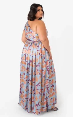 Wholesale 😀 Anaya With Love Curve Recycled One Shoulder Leaf Print Maxi 👗 Dress ⌛ -Alie Street Shop ANAYA 1309220259