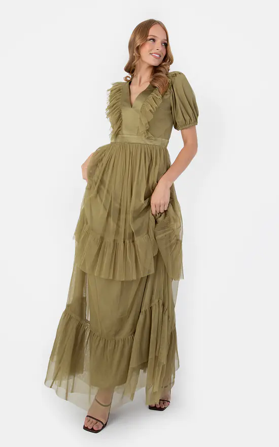 Brand new π Anaya With Love Recycled Olive Tulle Maxi π Dress With Keyhole Back π 3 Brand new π Anaya With Love Recycled Olive Tulle Maxi π Dress With Keyhole Back π
