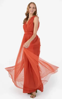 Best Sale 😍 Anaya With Love Recycled Cinnamon Tulle Maxi 👗 Dress 😀