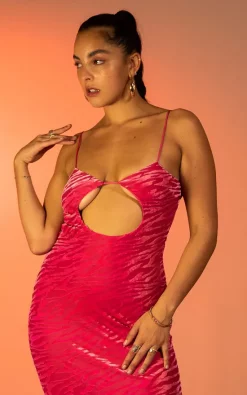 Best deal π₯ Goldie Burnt Velvet Cut Out Maxi π Dress In Fuchsia Pink π