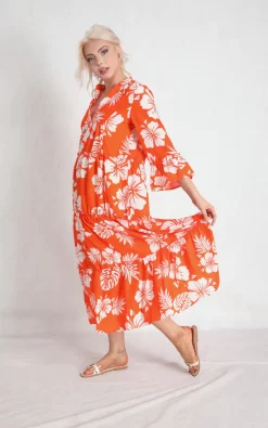 Wholesale 👍 Boutique Store Orange Floral Tiered Maxi 👗 Dress ✔️ -Alie Street Shop Capture00039