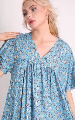 Brand new 😍 Boutique Store Blue Floral V Neck Tiered 👗 Dress ✨ -Alie Street Shop Capture01155