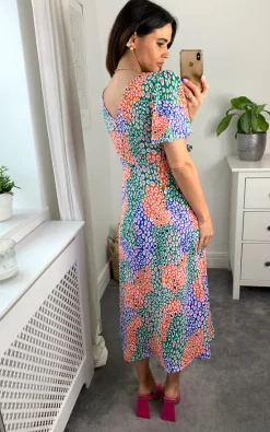 Cheapest 🤩 D.Anna Multicoloured V Neck Maxi 👗 Dress With Frill Detail In Leopard Print 🌟 -Alie Street Shop D.anna Naomi 20.05.2235