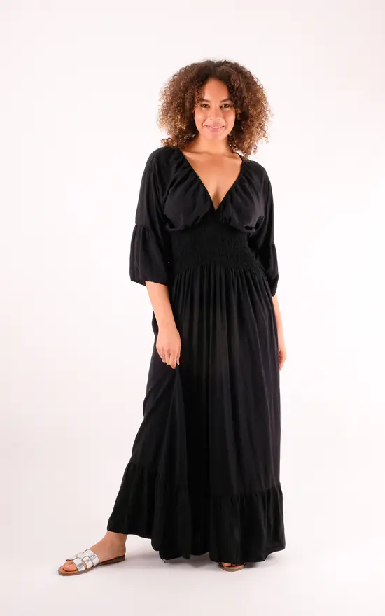 Best Sale π Pinstripe Plain Ruffle Hem Maxi π Dress In Black π 5 Best Sale π Pinstripe Plain Ruffle Hem Maxi π Dress In Black π - Image 3