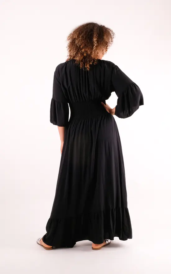 Best Sale π Pinstripe Plain Ruffle Hem Maxi π Dress In Black π 6 Best Sale π Pinstripe Plain Ruffle Hem Maxi π Dress In Black π - Image 4