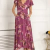 Coupon 🔥 Jolie Moi Eliza Dip Hem Mesh Maxi 👗 Dress, Purple Floral 👏 -Alie Street Shop E 13312 PurpleFloral 4