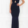 Best deal 🤩 Honor Gold Erin Bridesmaids Navy Fishtail Cut Out Maxi 👗 Dress 😍