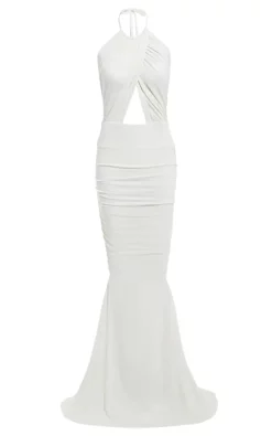 Coupon 🔔 Honor Gold Erin White Ivory Fishtail Bridesmaids Maxi 👗 Dress ✨ -Alie Street Shop Erin Maxi Ivory Front HG 3032