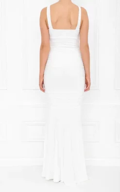 New 👏 Honor Gold Gabby White Fishtail Bridesmaid Maxi 👗 Dress 🤩 -Alie Street Shop GABBY MAXI IVORY FISHTAIL BACK 7X0A8599 copy