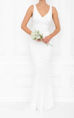 New 👏 Honor Gold Gabby White Fishtail Bridesmaid Maxi 👗 Dress 🤩 -Alie Street Shop GABBY MAXI IVORY FISHTAIL FRONT BRIDEMAID 7X0A8600 copy 1